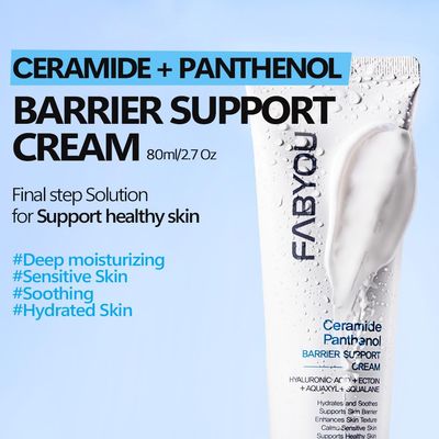 FABYOU Ceramide Panthenol Skin Barrier Support Cream 2.7 Oz - Moisturizing, Barrier Care with 8 Hyaluronic Acids. Non-Sticky, Deep Hydration for Sensitive, Dry Skin- Korean Skin Care