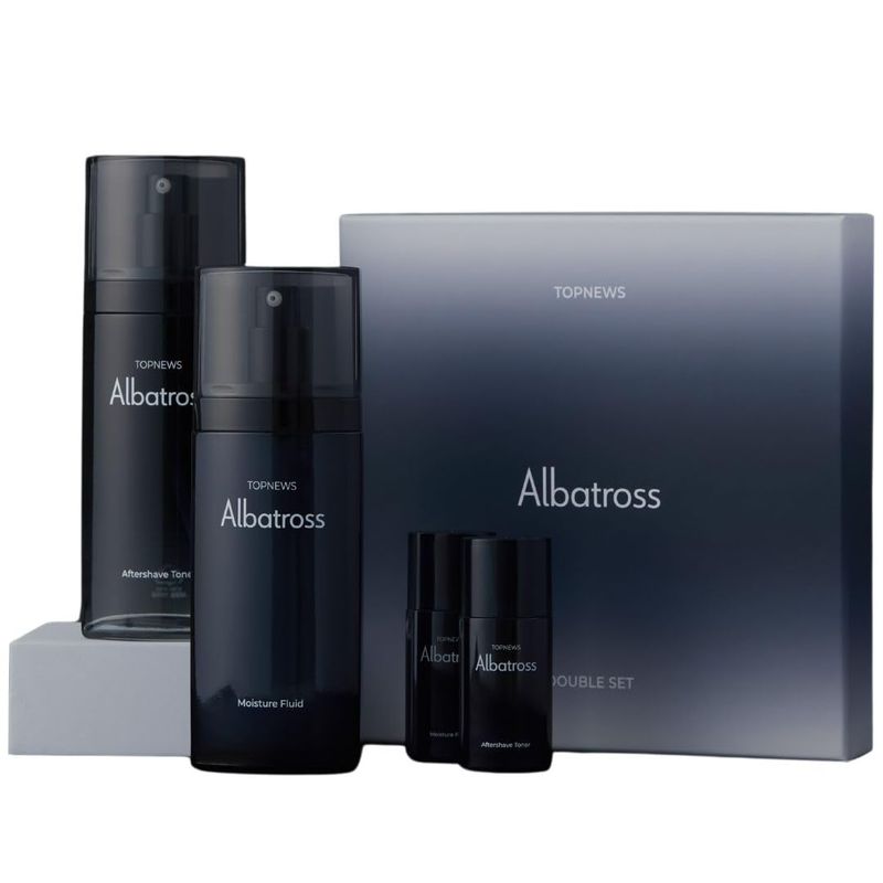 CHARMZONE Albatross Skincare for Men Aftershave Toner and Emulsion Set Father&#39;s Day Gift Set Hydrating Moisturizing Nourishing Toner+ Fluid + Travel size Total of 10.5 fl.oz