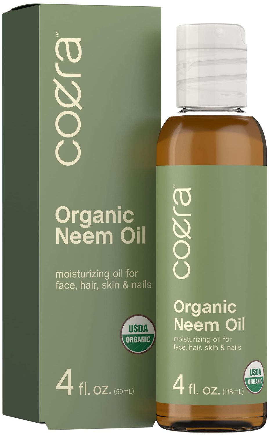 Coera Neem Oil | 4 fl oz | Certified Organic | Moisturizing for Face, Hair, Skin, &amp; Nails | Free of Parabens, SLS, &amp; Fragrances