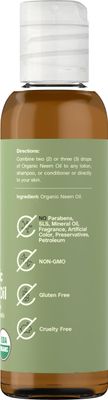 Coera Neem Oil | 4 fl oz | Certified Organic | Moisturizing for Face, Hair, Skin, &amp; Nails | Free of Parabens, SLS, &amp; Fragrances