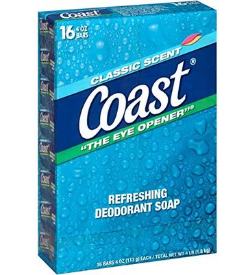 Coast Refreshing Deodorant Soap - Bar Soap with Thick Rich Lather - Clean Rinsing Formula for Fresh, Non-Dry Skin - Classic Scent - 16 x 4 oz
