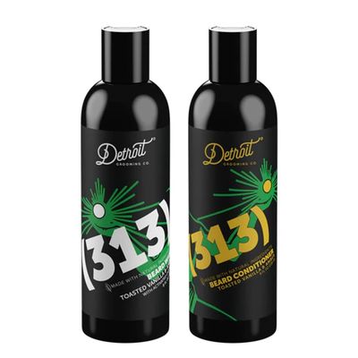 Detroit Grooming Co. Beard Wash and Beard Conditioner - Men&#39;s Kit - Softens, Strengthens, Moisturize, Infused w/Argan Oil, Apple Extract, &amp; Aloe Vera - Toasted Vanilla Amber Scent - 313-8oz