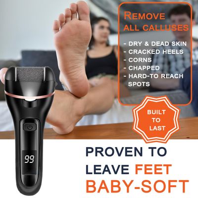 Callus Remover for Feet, 13-in-1 Professional Pedicure Tools Foot Care Kit, Foot Scrubber Electric Feet File Pedi for Hard Cracked Dry Dead Skin, 3 Rollers, 2 Speed, Battery Display (Black)