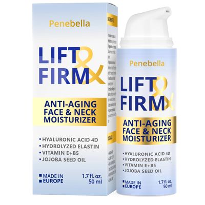 Face &amp; Neck Cream for Tightening and Firming - Hyaluronic Acid 4D, Vitamin E + B5, Elastin - Made in Europe - Lift &amp; Firm Cream - Face Moisturizer Anti Aging Treatment for All Skin