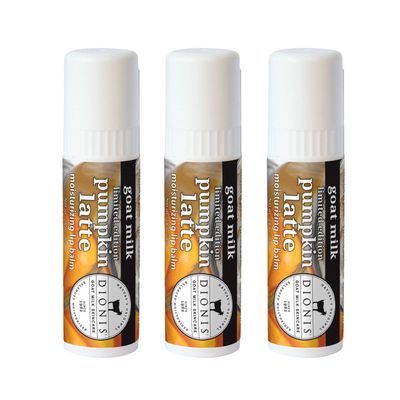 Dionis Goat Milk Skincare Pumpkin Latte Fall Lip Balm Gift Set - Beeswax, Shea Butter &amp; Coconut Oil Lip Care Products Made in The USA - Cruelty Free Lip Moisturizer for Chapped Lips, 0.28oz 3 Pack
