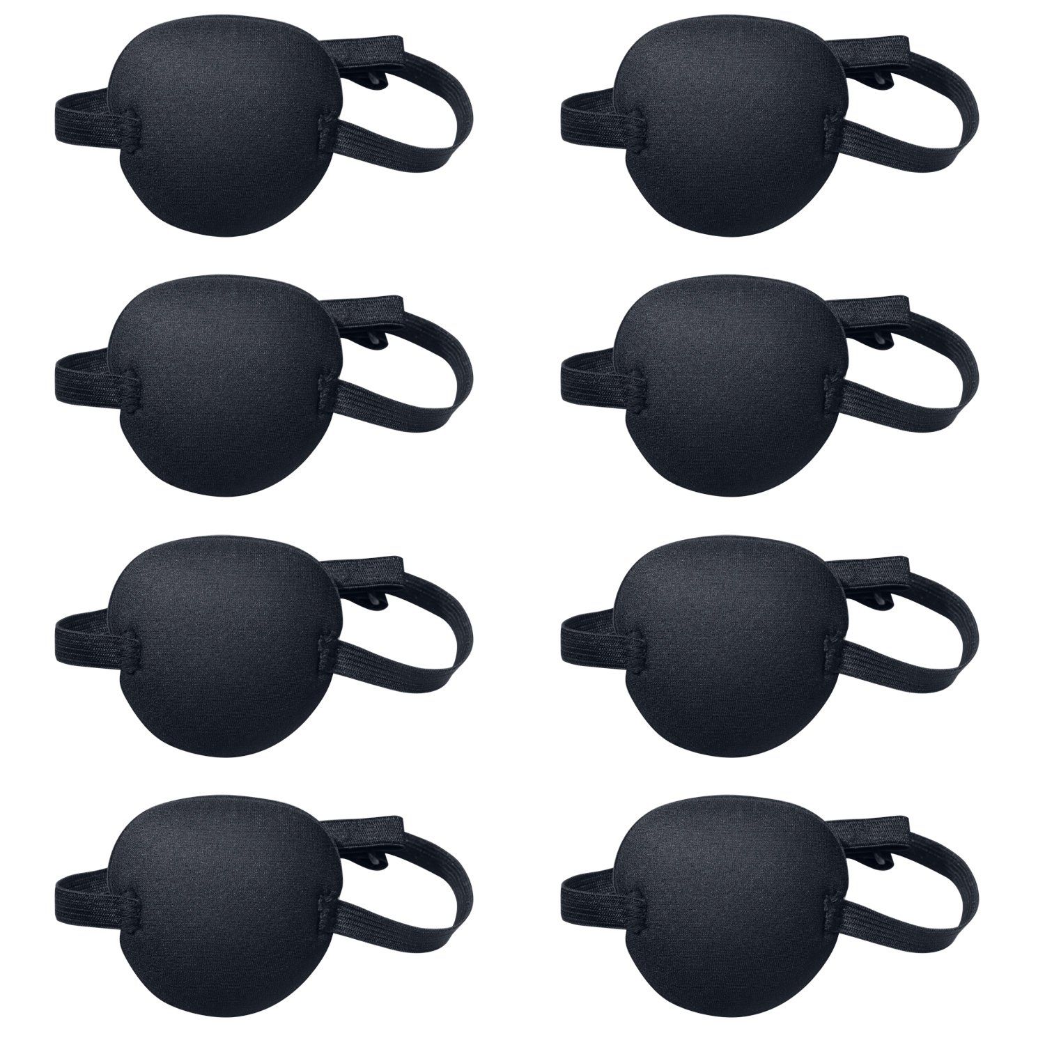 Favourde 8 Pack Black Eye Patch Strabismus Adjustable Eye Patch Eye Mask with Buckle for Adults and Kids (Black)