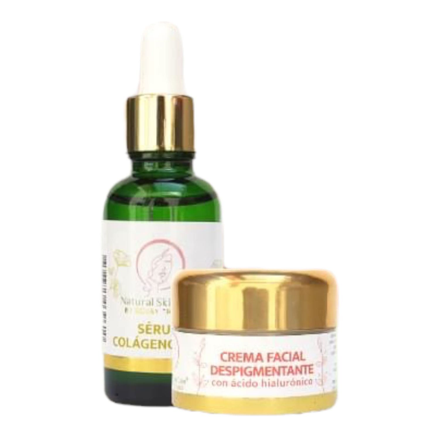 2 Pack - Crema Facial Despigmentante &amp; Serum Colageno Puro Mismos Creadores de La CREMA TIA MANA con Acido Hialuronico, Hidrata la Piel, Pano y Pecas, 30 ml