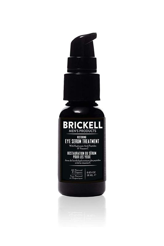 Brickell Men&#39;s Dark Circle Under Eye Treatment Serum For Men, Natural and Organic Eye Gel to Firm Men&#39;s Wrinkles, Reduce Dark Bags Under Eyes, and Promote Youthful Skin, 0.65 Ounce, Unscented