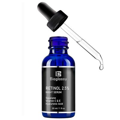 Bioglossy Retinol Serum for Face, 2.5% Retinol Intense Night Serum with Squalane,Vitamin C &amp; E &amp; B3,Hyaluronic Acid for Lines, Wrinkles &amp; Premature Sun Damage to Resurface &amp; Hydrate 30 ml/ 1 Fl oz