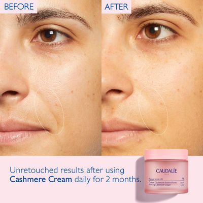 Caudalie Resveratrol Lift Retinol Alternative Firming Cashmere Cream, Anti-Aging Moisturizer with Resveratrol, Hyaluronic Acid &amp; Vegan Collagen, Refillable Jar, 1.6 oz