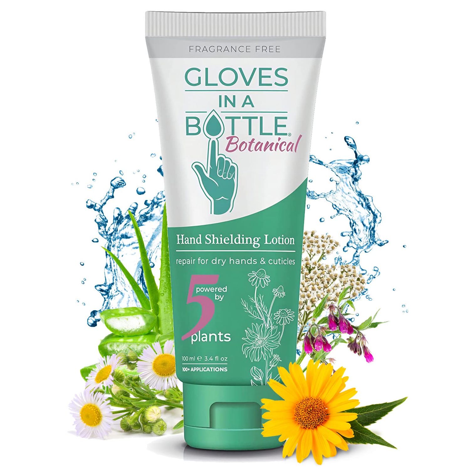 Gloves In A Bottle - Shielding Lotion for Dry Skin, Hand Lotion Travel Size, Protects &amp; Restores Dry Cracked Skin (3.4 Fl Oz (Pack of 1), Botanical)