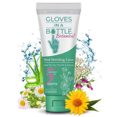 Gloves In A Bottle - Shielding Lotion for Dry Skin, Hand Lotion Travel Size, Protects &amp; Restores Dry Cracked Skin (3.4 Fl Oz (Pack of 1), Botanical)