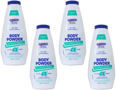Ammens Medicated Powder Shower Fresh 11 oz (Pack of 4)