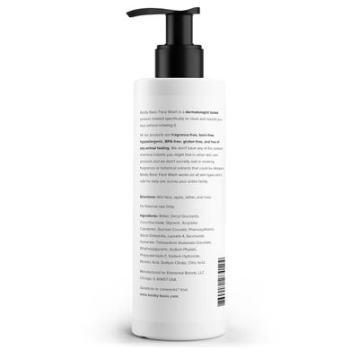 Boldly Basic Fragrance Free Face Wash - Gentle Facial Cleanser on Sensitive Skin - Unscented - Dermatologist Tested - Sulfate Free - Paraben Free - Gluten Free - Non Comedogenic and Hypoallergenic
