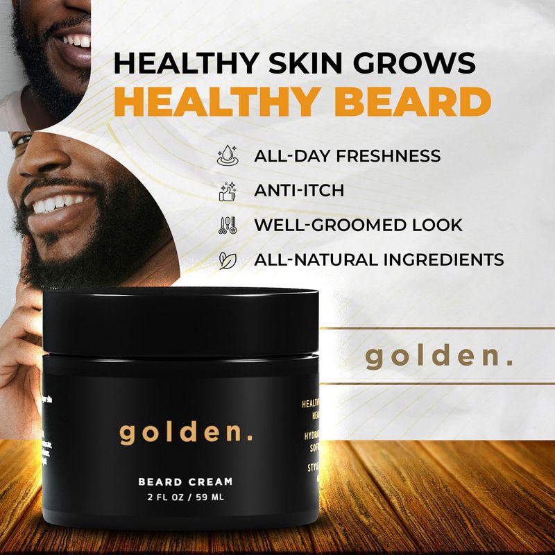 Golden Grooming Beard Oil &amp; Balm Bundle for Men - Natural Growth Kit with Shea Butter - Tame, Moisturize &amp; Style Your Beard - Beard Cream 2 Oz
