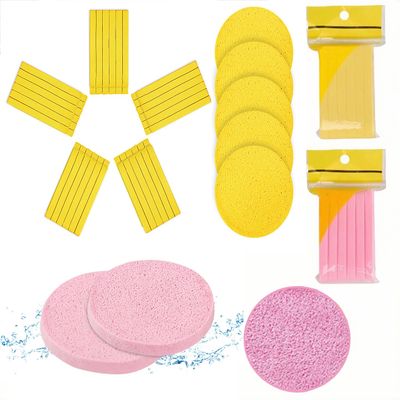 Compressed Sponges Cellulose Sponges Natural Cosmetic Spa Sponges for aesthetic skincare Facial Cleansing Exfoliating Mask Makeup Removal 120 Countyellow+pink