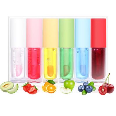 6PCS Fruit Lip Balm Set, Fruit Flavored Color Changing Lipstick Tinted Lip Balm Lip Care for Women Girls, 3.5g/0.123oz