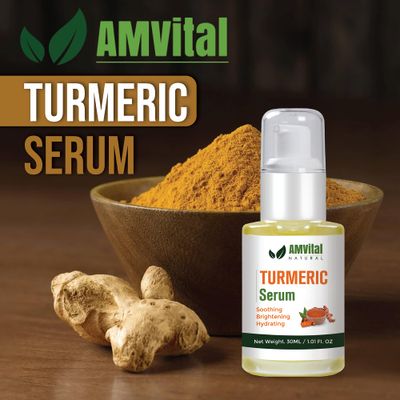 AMVital Turmeric Serum - Turmeric Facial Serum Cleanses Skin - Turmeric Serum for Dark Spots and Smooth Radiant Skin - Turmeric Face Serum