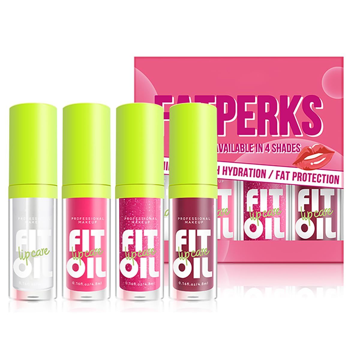 FYEBOO Hydrating Lip Oil, Big Brush Head Lip Glaze Shiny Transparent Lip Glow Oil, Nourishing &amp; Non-sticky Long Lasting Fresh Clear Smooth Lip Care Plumping Lip Oil (Set A)