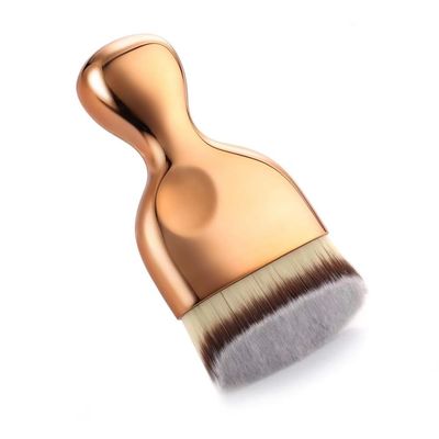 Angled Kabuki Brush for Self Tanner, Self Tanner Brush, High Density Body Makeup Brush for Sunless Tanning, Body Brush for Tanning Sunscreen Applicator Brush, Blending Brush for Fake Tan (Gold)