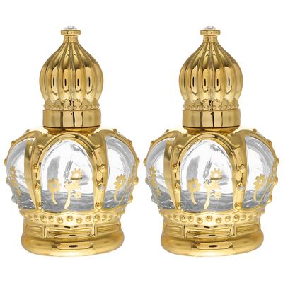 Beavorty 2Pcs Vintage Glass Roller Bottles with Crown Cap Empty Roller Bottles Small Perfume Essential Oil Sample Vials Container for Cosmetic Skincare Liquid 15ml