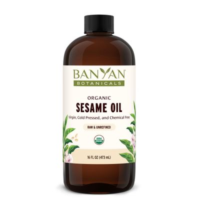 Banyan Botanicals Sesame Oil - Organic &amp; Unrefined Sesame Oil for Skin, Body, Hair &amp; More - Multiple Sizes - 16 oz - Non GMO Sustainably Sourced Vegan