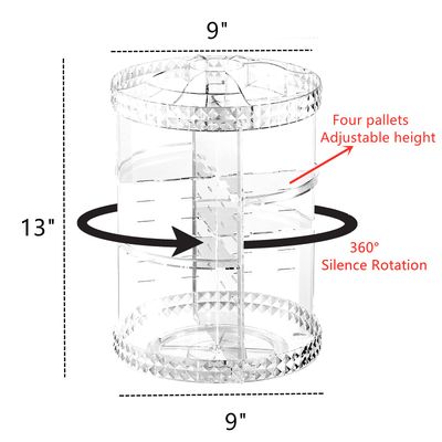 Cq acrylic 360 Degree Rotating Skin Care Organizer Countertop For Vanit,Adjustable Make up Holder Height,Clear Plastic Spinning Makeup Organizer for Skincare Beauty Product Bathroom Organizer,1Pcs