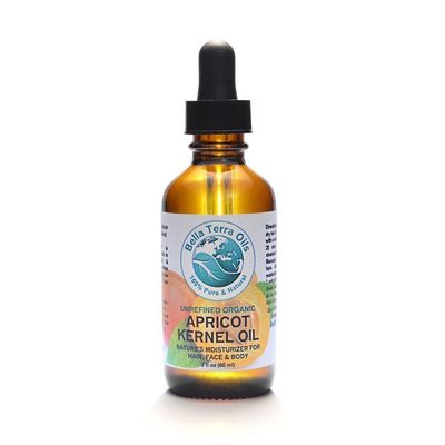 Bella Terra Oils - Organic Apricot Seed Oil 2 oz - Cold-Pressed, Rich in Vitamin A &amp; E, Omega-6 Fatty Acids, Best Carrier Oil for Blends, Silky Skin Elixir