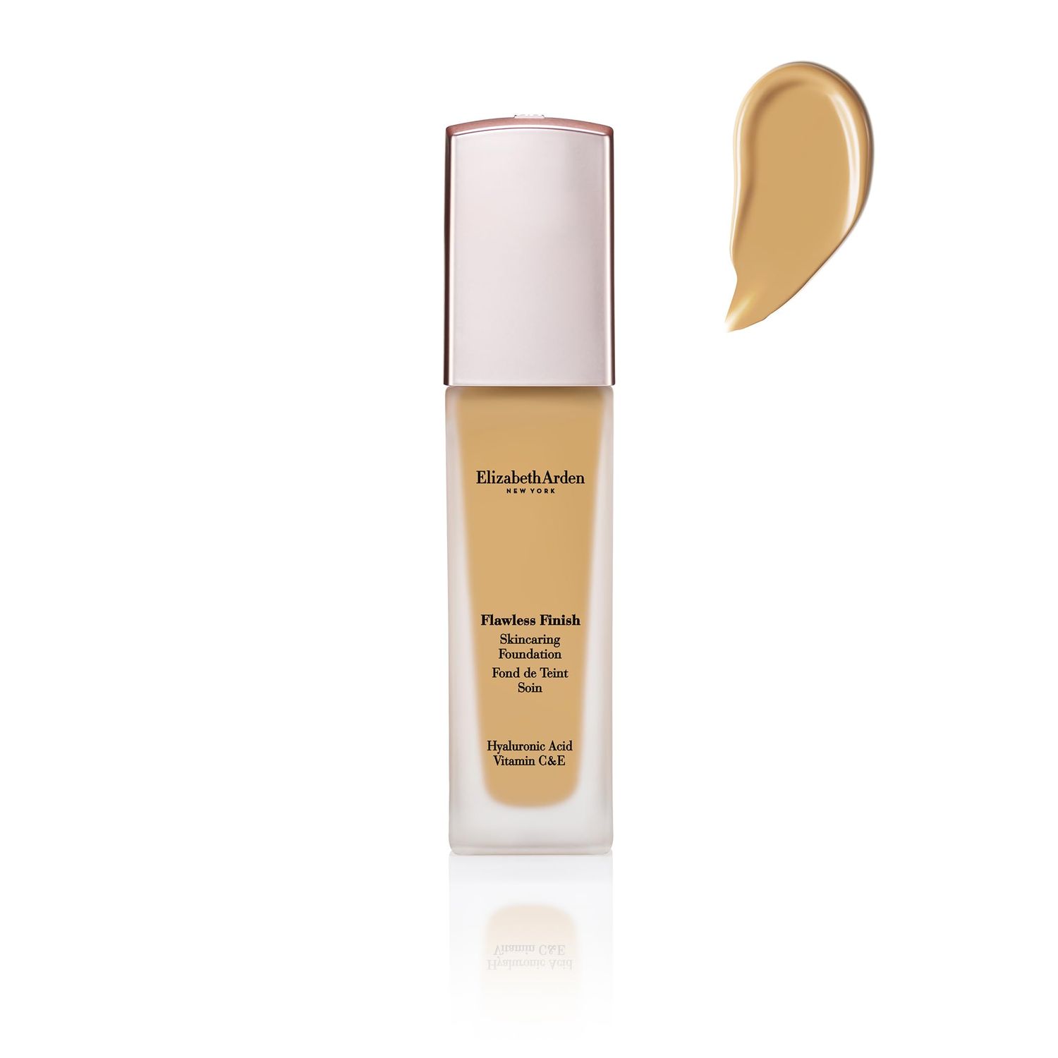 Elizabeth Arden Flawless Finish Skincaring Foundation with Hyaluronic Acid, Vitamin C &amp; E, 350N (Medium to tan skin with neutral undertones), 1 fl. oz.