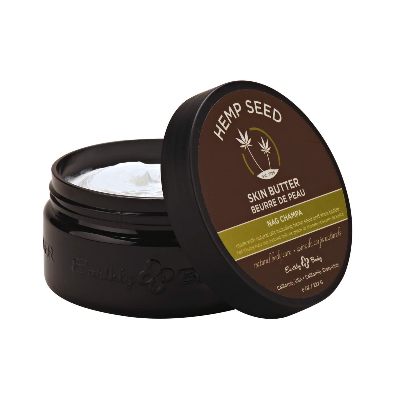 Hemp Seed Skin Butter, Nag Champa - 8 oz. - Total Body Moisturizer - Hemp Seed Oil, Jojoba Oil, Shea Butter - Vegan &amp; Cruelty Free