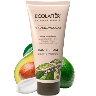 ECOLATIR Hand Cream Deep Nutrition Organic Avocado - Vegan, 97.5% Natural Ingredients - Nourishes &amp; Restores Skin, Travel Size Hand Lotion for Women - 3.1 Fl Oz