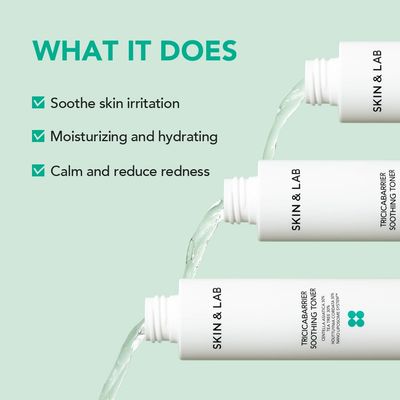 [Skin&amp;LAB] Tricicabarrie Soothing Toner, Infused with CICA, Tea Tree, and Heart Leaf, After Sun Care Product, Calm Sunbun and Hydrate Skin, Korean Toner, All Skin Types, 5.07 fl. oz.