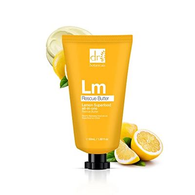 Dr Botanicals Lemon Rescue Body Butter w/Shea - Spa Quality Moisturizer - Dry Skin - Feet - Elbows - Knees - Coconut Lemongrass &amp; Almond Oil - Penetrates Fast - Soft Supple &amp; Radiant - 1.69oz