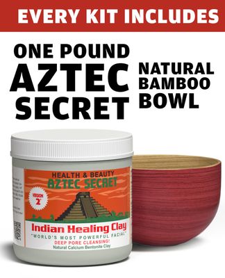 Aztec Secret Essential Indian Clay Mask Kit by Etana - 100% Natural Calcium Bentonite for Deep Pore Cleansing - Facial, Hair & Body Detox Set With Accessories