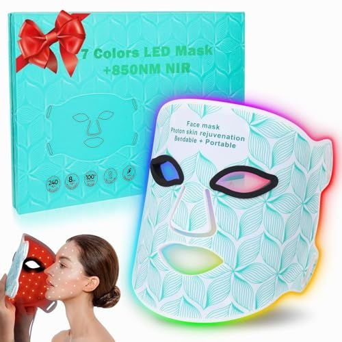 biuufish Red Light Therapy for Face, 71 Colors LED Face Mask Light Therapy with 850NM Near-infrared, Portable Rechargeable Red Light Therapy Mask Skin Care Device at Home and Travel for Anti-Aging