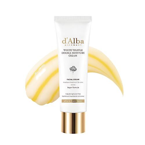 d&#39;alba Piedmont White Truffle Double Moisture Cream, 2-in-1 Face Moisturizer, Vegan Skincare, Vegan Collegen, Skin Firming and Tightening, Dual Formula in ONE tube, Korean Skin Care (2.02 oz)