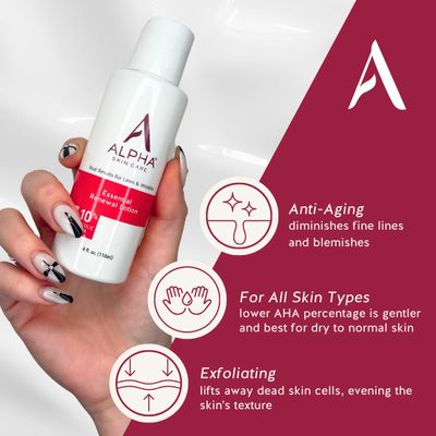 Alpha Skin Care Essential Renewal Lotion | Anti-Aging Formula | 10% Glycolic Hydroxy Acid (AHA) | Reduces the Appearance of Lines & Wrinkles | For Normal to Dry Skin | 4 Fl Oz (Pack of 2)