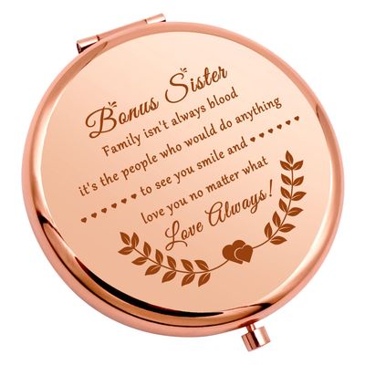 Bonus Sister In Law Gifts from Sister Mother&#39;s Day Compact Mirror Stepsister Gifts Unbiological Sister Gifts Birthday Gifts for Best Friend Bonus Sister Sister In Law Wedding Gift Travel Makeup Mirror