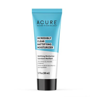 Acure Incredibly Clear Mattifying Face Moisturizer - Matte Finish Moisturizing Oil-Free Facial Cream Enriched with Lilac Extract &amp; Chlorella -Achieve Skin Clarity, Smooth Texture &amp; Pore Toning, 1.7 oz