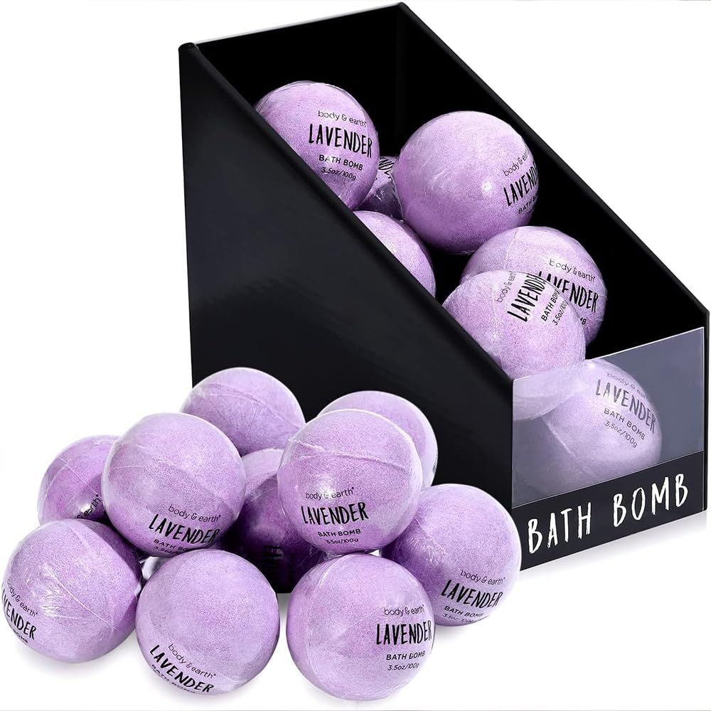 Bath Bombs Gift Set for Women, BODY &amp; EARTH 10 X 3.5 oz Essential Oils Lavender Handmade Birthday Gift Idea for Family, Women, Men, Mothers Day Gifts for Mom