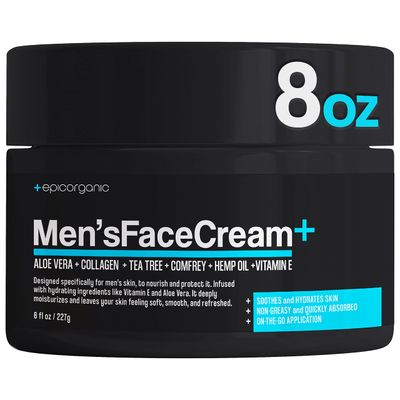 Epic Organicum Mens Face Cream | Anti Aging &amp; Hydrating Face Moisturizer | Hyaluronic Acid, Collagen &amp; Vitamin E Cream | Men&#39;s Skin Care | Moisturizer Face Cream | 8oz