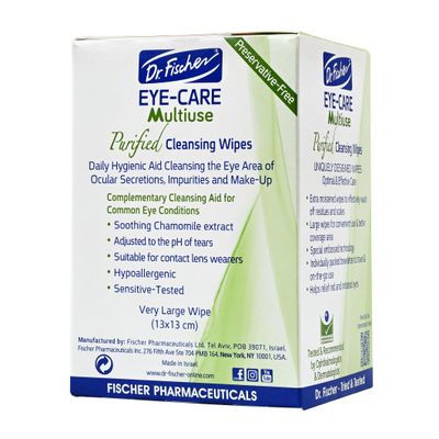 Dr. Fischer Eye Wipes - Hypoallergenic Eyelid Wipes for Everyday Eye Conditions and Gentle Makeup Remover. (6 packs of 30 wipes each)