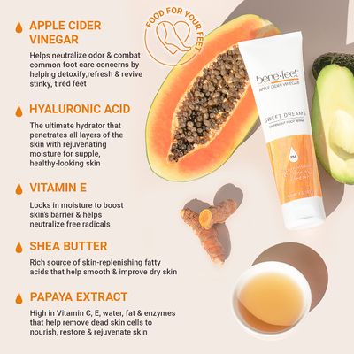 Benefeet Sweet Dreams Overnight Foot Repair - Night Cream for Detox, Moisturize &amp; Soften Dry Cracked Skin, With Apple Cider Vinegar, Turmeric &amp; Borage Oil, 4oz