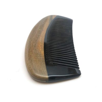 Badass Beard Care Black Series - Fine Tooth Ox Horn Comb For Men - 100% Ox Horn &amp; Sandalwood, Hand Made, Sanded and Polished