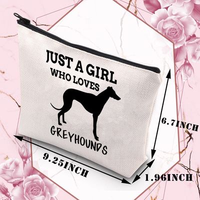 BDPWSS Greyhound Dog Lover Gifts Greyhound Mom Gift Just a Girl Who Loves Greyhounds Makeup Bag For Greyhound Owner Friend Sister Coworker Boss (Girl loves greyhounds)