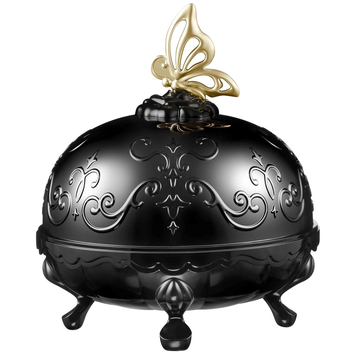 ANNA SUI Loose Face Powder Case Only - Refill Sold Separately, Black Vanity Case with Butterfly Motif, Come with Purple Puff