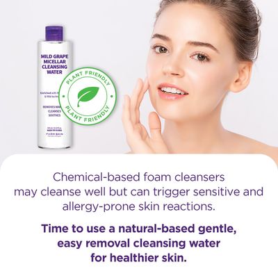 FARMSKIN Freshfood For Skin Mild Greape Micellar Cleansing Water (10.1fl.oz, 300ml) - Micellar Cleansing Water for Face/Makeup Remover &amp; Cleanser/Non-Irritating/Korean Skin Care