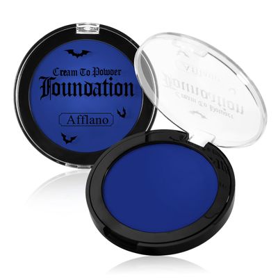 DE&#39;LANCI Blue Face Makeup Foundation, Velcety Texture Blue Face Paint Makeup Matte Finish, Long-Lasting Waterproof Face Cream Greasepaint for Clown Avatar Vampire, Halloween Creepy Costume Makeup