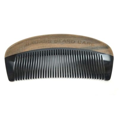 Badass Beard Care Black Series - Fine Tooth Ox Horn Comb For Men - 100% Ox Horn &amp; Sandalwood, Hand Made, Sanded and Polished