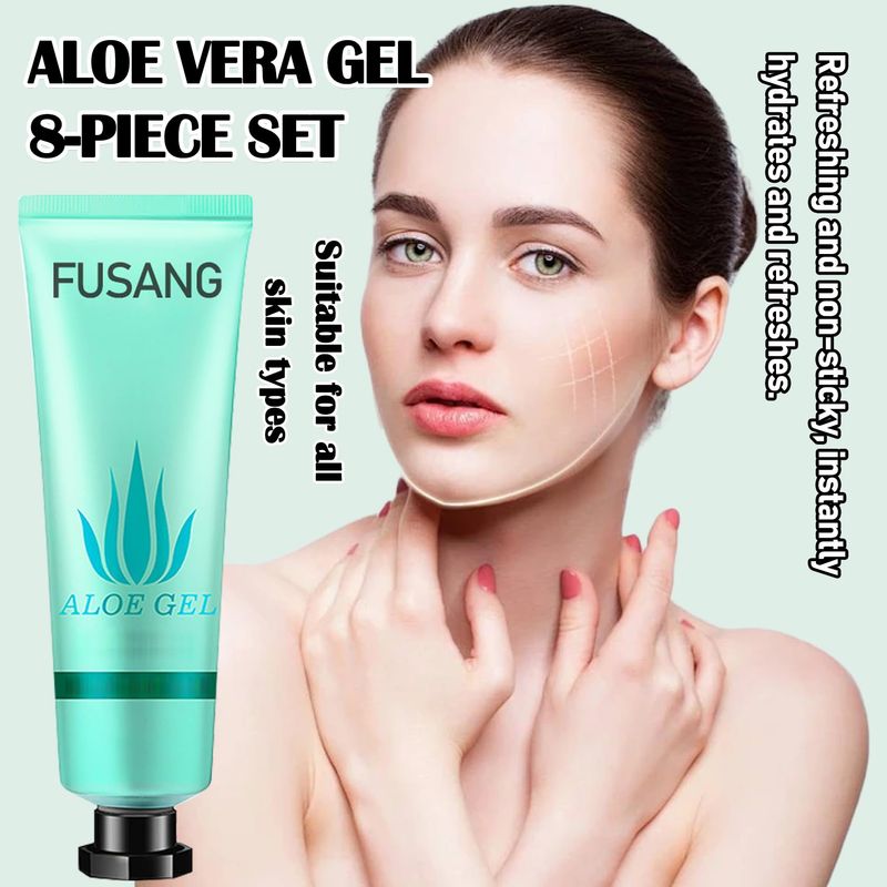 Fusang 8Pcs Organic Aloe Vera Gel for After Sun Skin Care,Natural Moisturizing Aloe Vera Gel for Face &amp; Body,Easy to Portable Face Moisturizer,Travel Size Pure Vera Aloe Gel for all Skin Types